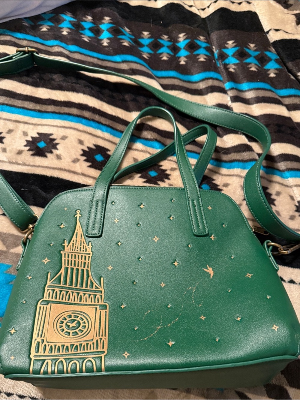 Loungefly Green Satchel with Gold Big Ben Accent